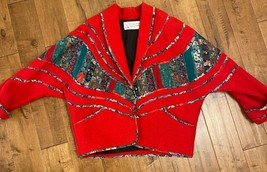 Handmade Christmas WOOL jacket Vicki Lynn Barton Shuttles Seawinds Nova ... - £62.24 GBP