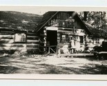 Woman &amp; Girl Holding Dog in Front of Log Cabin Photograph 1935 - $17.82
