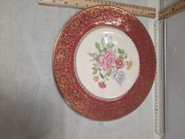 Vintage Edward DON &amp; Company Plate Flowers Bordo Wide Band Gold Filigree 10 1/2&quot; - £7.71 GBP