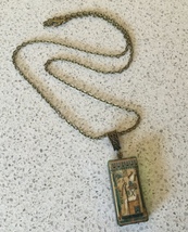 Egyptian God Osiris Glass Tile Pendant w 20 Inch Chain - $10.00