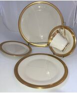 Lenox Aristocrat 5 PC Place Setting Gold Encrusted Border Ivory Bone China - $104.78 CAD