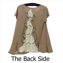 She and Sky Women&#39;s Taupe and Ivory Lace Top Woman&#39;s Small - $203.28 MXN