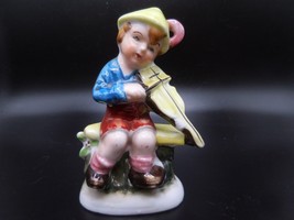 Vintage Boy With Violin fiddle ceramic figurine Made in Occupied Japan - $9.90