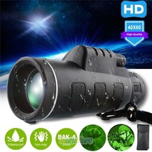 Day/Night Vision 40X60 Zoom Hd Monocular Bak4 Super Telescope Waterproof W/ Case - £27.04 GBP