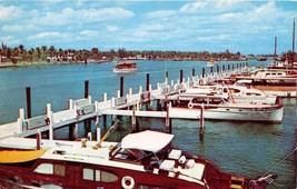 Ft Lauderdale Florida~Bahia Mar Yacht B ASIN~Beautiful Wood Boats~Postcard 1957 - £8.81 GBP