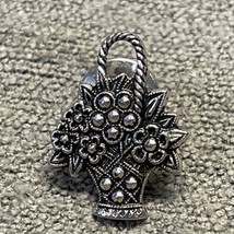 Avon Silver Tone Spring Flower Basket Lapel Post Pin Fashion Jewelry KG - £15.59 GBP