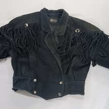 Vintage Kezia Womens Black Fringe Genuine Leather Western Cowboy Jacket Chest 42 image 15
