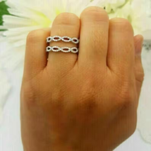 Womens Enhancer Wrap Wedding Ring White Round Cut Diamond 14K White Gold Finish - £98.07 GBP