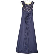 Connected Apparel Women Dress Size 6 Blue Stretch Maxi Formal Sleeveless Lace - £11.95 GBP