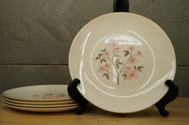 Vintage Edwin Knowles Semi Vitreous Pink Dogwood Gold Trim China Dinner Plates 5 - £43.51 GBP
