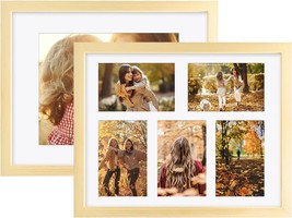 11x14 Collage Picture Frames Natural Wood 5 Opening frames with Acrylic Plexigla - £10.12 GBP
