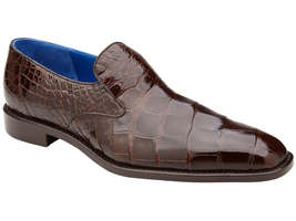 Men's Belvedere Genuine Alligator Slip-on Dress Shoes Genova Chocolate Brown R53 image 6