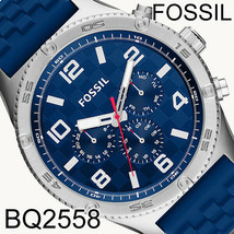 NIB Fossil Brox Multifunction Blue Silicone Watch BQ2558 Chronograph $169 Ret FS - £66.67 GBP