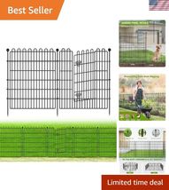 10-Piece No Dig Garden Fence with Gate - 32in High, 23.6ft Durable Metal... - $147.01