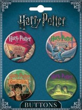 Harry Potter Hardcover Books Cover Art Four Button Literary Set #1 NEW U... - $4.99