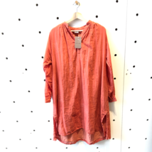 O/S - World of Crow Red Cotton Long Sleeve Boho CoverUp Dress 0910MM - £78.45 GBP