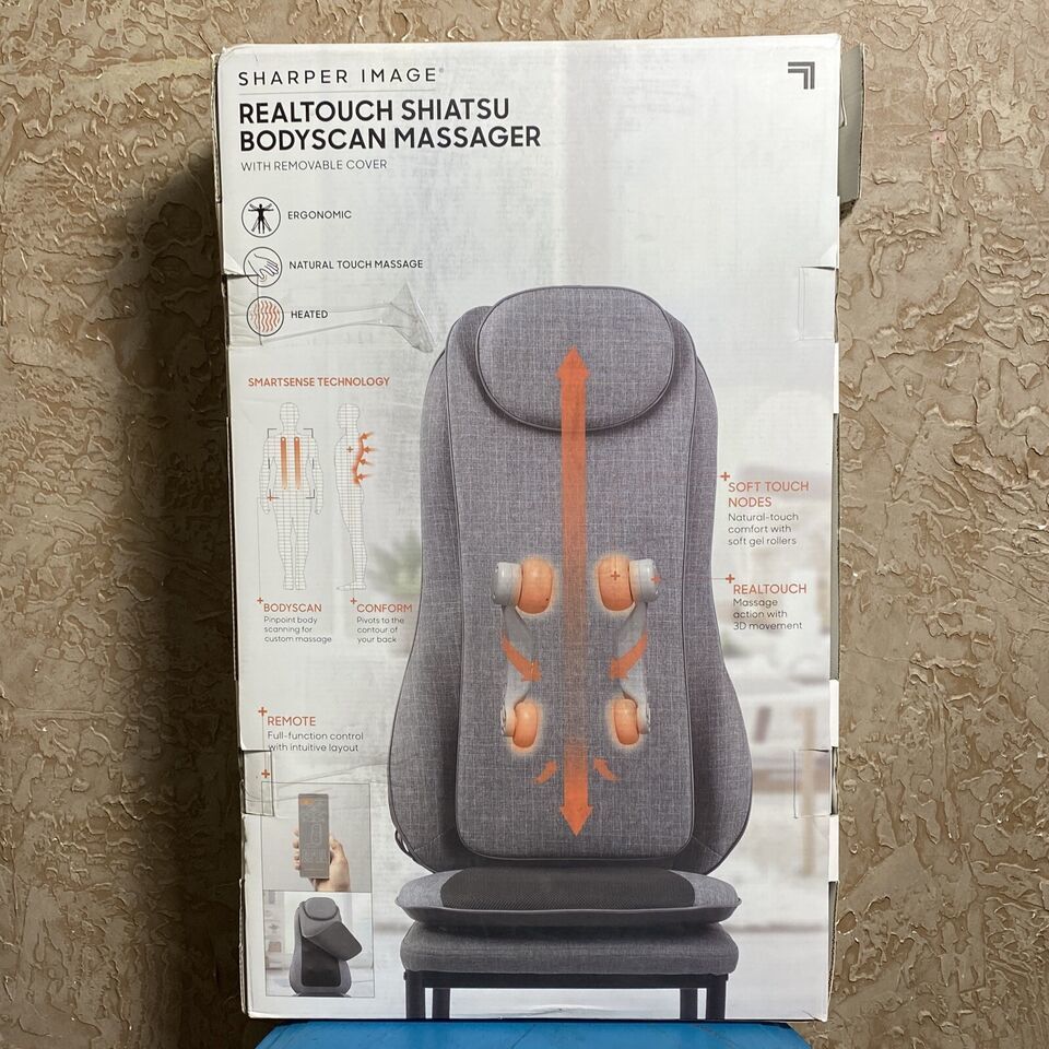 Sharper Image Smartsense Shiatsu Realtouch Massaging Chair Pad In Original Box - $82.99