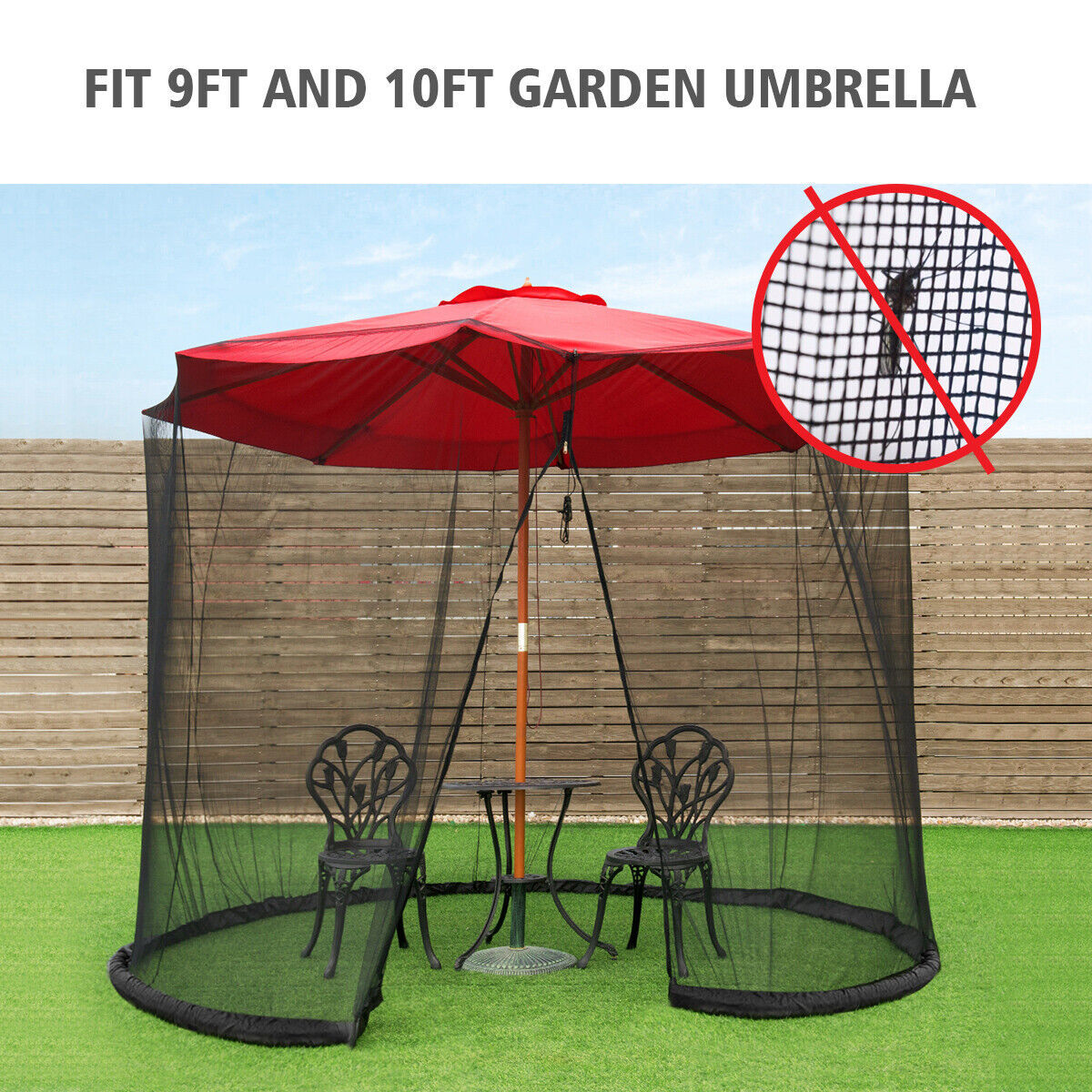 Primary image for 9/10Ft Umbrella Table Screen Cover Mosquito Bug Patio Netting Insect Net Outdoor