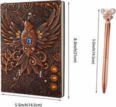 Vintage Phoenix Embossed Leather Notebook Travel Journal Daily Notebook Office - £21.78 GBP