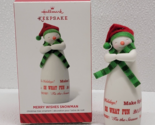 Hallmark 2014 Merry Wishes Snowman Porcelain Keepsake Christmas Ornament - £8.09 GBP
