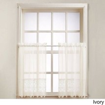 No. 918 &quot;Joy&quot; IVORY Rod Pocket Window Sheer Curtain 24&quot; x 60&quot; One Pair New - £17.58 GBP