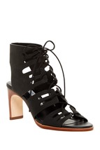 Matt Bernson Miro Heel Sandal Lace Up Gladiator Black Leather, Sz 7 $300... - $113.84