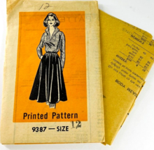 Vintage Mail Order Sewing Printed Pattern Dress Sz 12 Factory Folded 9387 - £19.65 GBP