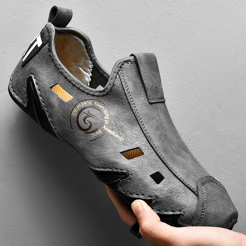 Summer Men Leather Casual Shoes Designer Loafers Outdoor Men&#39;s Sandals B... - $48.65
