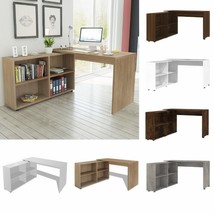 Modern Wooden L-Shape Corner Computer Laptop Desk Table With Storage She... - £175.09 GBP+