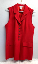 Michele Womens sz 6 Vintage Vest Button Front Career Business Suit Long Red - £23.36 GBP