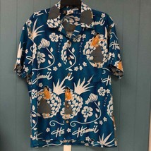 Kennington Hawaiian Shirt Mens Extra Medium Blue Hula Girl Floral Camp A... - $30.29