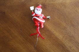 Vintage Flocked Santa Claus Christmas Ornament Stick Pick 1960s Noel Sig... - $12.00