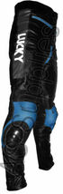 &quot;LUCKY STRIKE&quot; New Black/Blue Leather Motorcycle Trousers Pants - All sizes! - £141.43 GBP