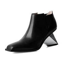 Elegant Square Toe Ankle boots Autumn Winter Women&#39;s high heels shoes Genuine Le - £82.90 GBP