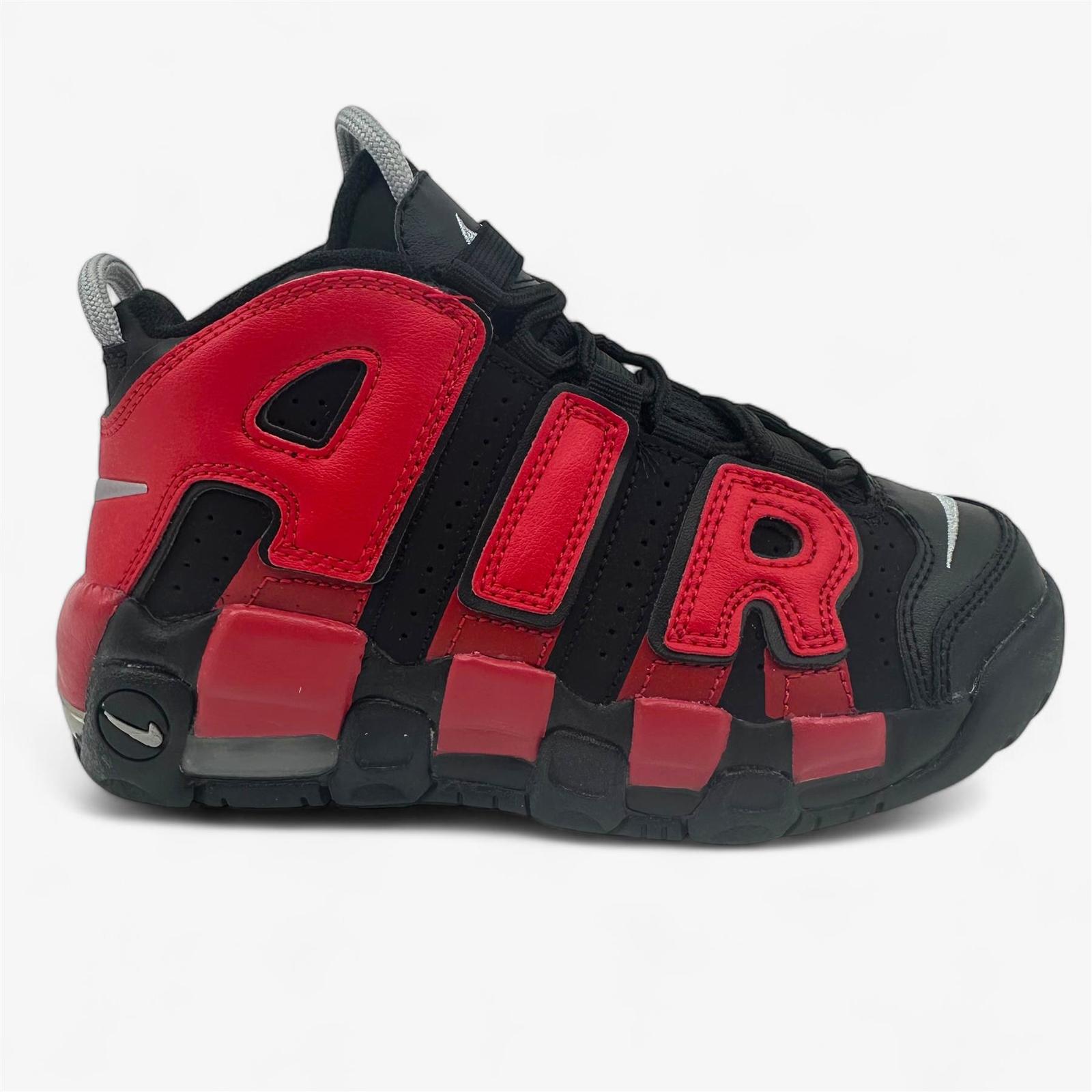 Nike Air More Uptempo PS Black University Red Kids Athletic Sneaker