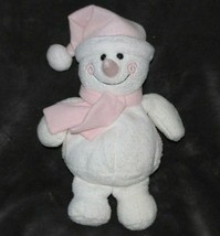 Chrisha Playful Plush Stuffed Plush White Snowman Pink Scarf Hat B EAN - $34.64