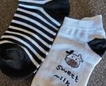 Two (2) Pair ~ 1-Striped Pattern &amp; 1-Cow Print ~ Tight Knit ~ Ankle Sock... - $20.00