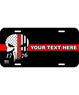FIREFIGHTER YOUR TEXT CUSTOM  WE THE PEOPLE HIN RED LINE METAL LICENSE P... - £11.83 GBP