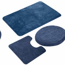 3-Piece Blue Bathroom Rug Set with Absorbent Chenille Mats - $2,043.97 MXN