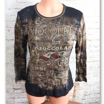 Cactus Top with a Chocolate Theme Jewel Stud T-Shirt Size Small - $24.99