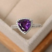 Arenaworld 925 Sterling Silver 5 Carat Amethyst Stone Trillion Shape Antique Han - £40.89 GBP