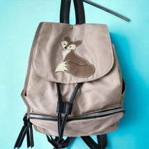 Union Bay Backpack Fox Patch Nylon Purse Bag Lightweight Snap Flap Tan - £27.52 GBP