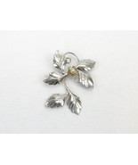 Vintage Costume Jewelry, Silver Tone Leaves, Cream Faux Pearl PIN-08 - £6.10 GBP