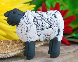 Vintage Jude Holdsworth Sheep Lamb Figural Brooch Pin Pottery Clay - $24.95