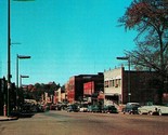 Vtg Chrome Postcard Niles Michigan MI Main Street Looking West 1950s Car... - $4.90