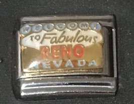Welcome To Fabulous Reno Nevada Enamel Wholesale Italian Charm 9MM K52 - £11.20 GBP