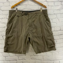 Prana Cargo Shorts Mens Sz 38 x 10 Brown Belted Casual Hiking Camping FLAW - £19.43 GBP