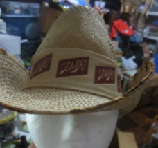 Vintage Schlitz Beer Woven Straw Hat Cowboy style size Large - £14.65 GBP