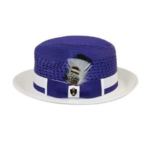 Men's Bruno Capelo Belvedere 2-Tone Straw Style Fedora Hat BD956 Purple/white image 6