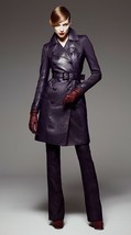 Jitrois Dark Purple Lambskin Leather Dress Trench Coat sz 44 US 6 - 8 $6850 - $825.00